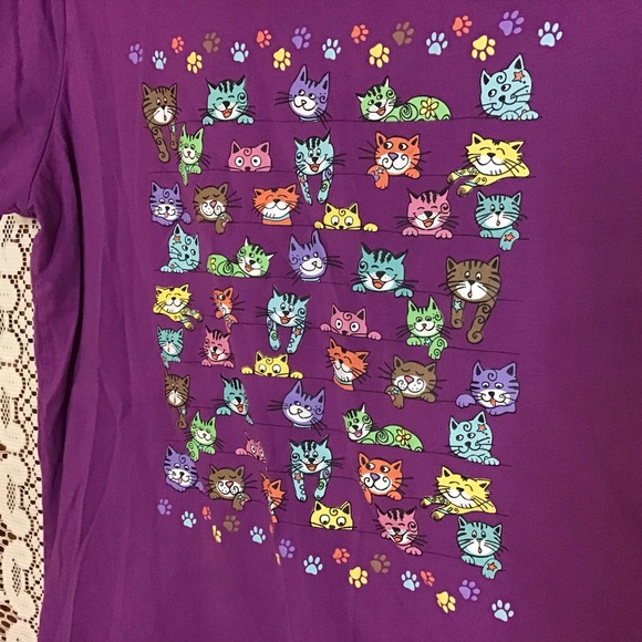 Purrr-fect Playful Colorful Cat T-Shirt - Picture 4 of 4